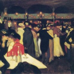 Inspired by Picasso: Moulin de la Galette – 1900 Post-Impressionist Oil on Canvas Genre Painting