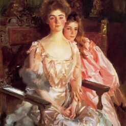 Oil Painting Inspired by John Singer Sargent’s Mrs. Fiske Warren (Gretchen Osgood) and Her Daughter Rachel – Realistic Portrait Art on Canvas