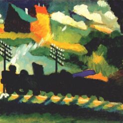Wassily Kandinsky – Murnau View with Railway and Castle (1909) Expressionist Landscape Painting
