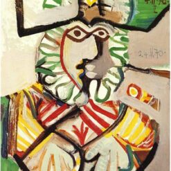 Oil Painting Inspired by Picasso’s Naïve Art Style – 'Musketeer' (Mousquetaire) (1970) Portrait on Canvas