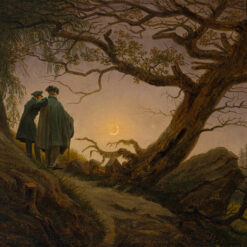Romantic Genre Painting Two Men Contemplating the Moon by Caspar David Friedrich (c.1825-1830) – Oil on Canvas Art for Home and Office Decor