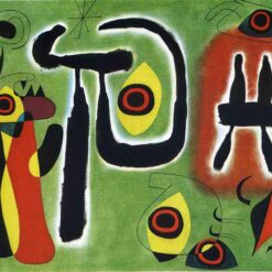 Inspired by Joan Miró’s The Red Sun Gnaws at the Spider (1948) – Abstract Surrealist Oil on Canvas