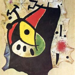 Inspired by Joan Miró’s Woman in the Night (1967) – Abstract Surrealist Oil Painting on Burlap