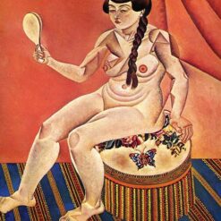 Hand-Painted Joan Miró Nude with Mirror – Cubist Female Nude Painting (1919) | Oil on Canvas Reproduction