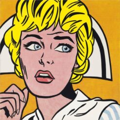 Roy Lichtenstein 'Nurse' Pop Art Portrait – Customizable Magna & Oil Canvas Art