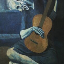 Expressionist Genre Painting Inspired by Pablo Picasso – 'The Old Blind Guitarist' (1903) Oil on Canvas