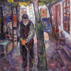 Edvard Munch ‘Old Man in Warnemunde’ Oil Painting - Expressionism Art on Canvas, Late Works Reproduction from Dafen Village Studio