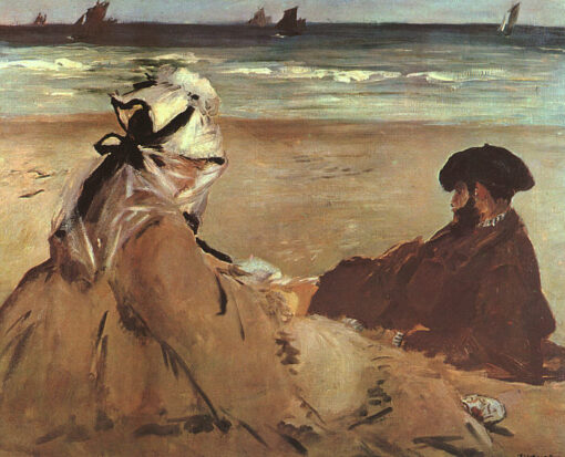 Sur la plage - Inspiré par la peinture impressionniste d'Edouard Manet de 1873
