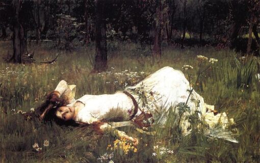 Romanticism Oil Painting – Ophelia, 1889 Literary Masterpiece by John William Waterhouse