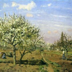 Orchard in Blossom" – Camille Pissarro, 1872 – French Impressionism Landscape Oil Painting