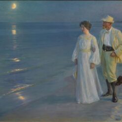 Peder Severin Kroyer – 1899 "Summer Evening on Skagen's Beach" | Realist Genre Painting Reproduction