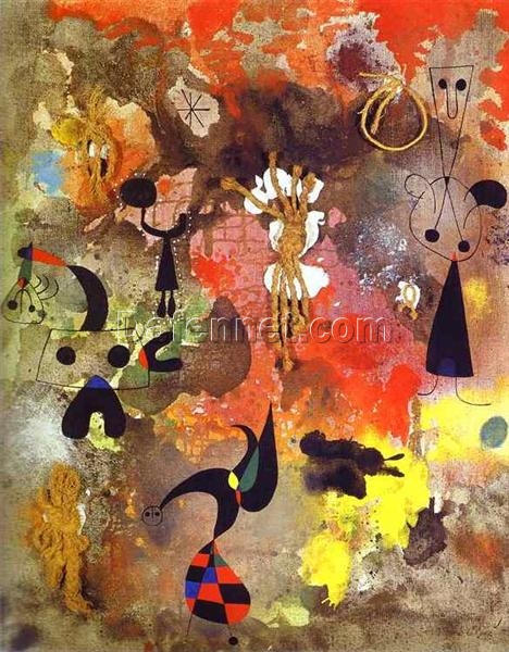Inspired by Joan Miró’s Painting (1950) – Abstract Surrealist Oil on Canvas (99 x 76 cm)