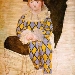 Oil Painting Inspired by Picasso’s Neoclassicist Period – 'Paul as Harlequin' (1924) Portrait on Canvas