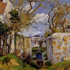 Peasant Pushing a Wheelbarrow" – Camille Pissarro, 1874 Impressionist Landscape