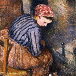Peasant Woman Warming Herself" – Camille Pissarro, 1883 | A Pointillist Exploration of Rural Life