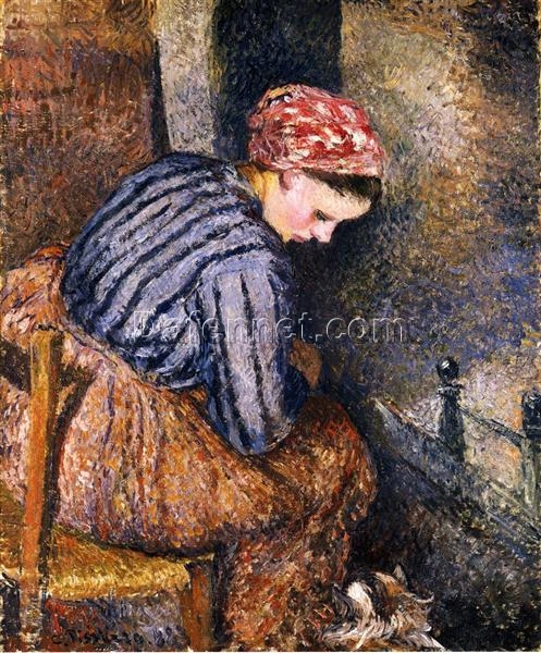 Peasant Woman Warming Herself” – Camille Pissarro, 1883 | A Pointillist Exploration of Rural Life
