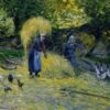 Peasants Carrying Straw, Montfoucault" by Camille Pissarro – 19th Century Rural Impressionist Art