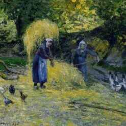 Peasants Carrying Straw, Montfoucault" by Camille Pissarro – 19th Century Rural Impressionist Art