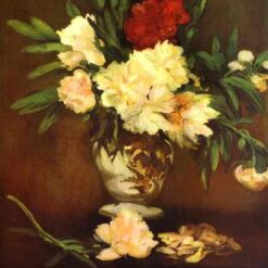 Peonies in a Vase – Inspired by Edouard Manet (1864) Realist Oil Painting