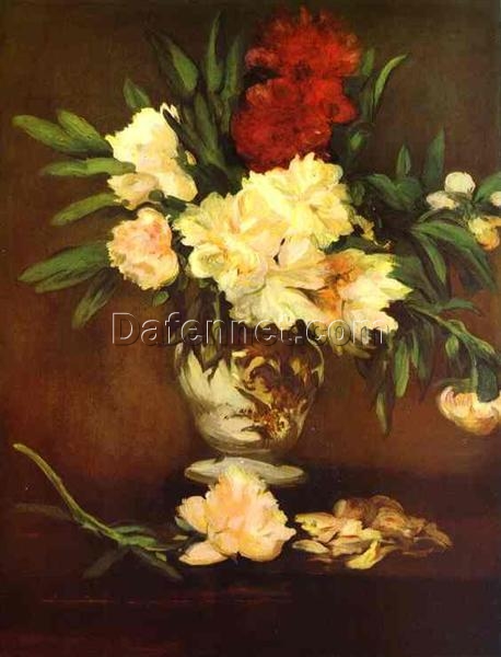 Peonies in a Vase – Inspired by Edouard Manet (1864) Realist Oil Painting