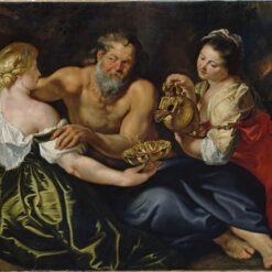 Lot and His Daughters – Peter Paul Rubens' Baroque Oil Painting, 1610, Religious Art
