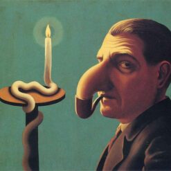 Philosopher's Lamp Inspired by René Magritte – 1936 Surrealist Symbolic Oil Painting, Canvas (50x60 cm)