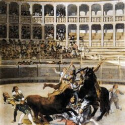 Picador Caught by the Bull, Francisco Goya - 1793 Romanticism Bullfighting Oil Painting on Tin