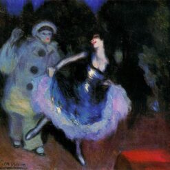 Inspired by Picasso: Pierrot and Colombina – 1900 Early Years Post-Impressionist Oil on Canvas
