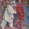 Pierrot and Harlequin (Mardi Gras)" – 1888 Post-Impressionist Painting by Paul Cézanne