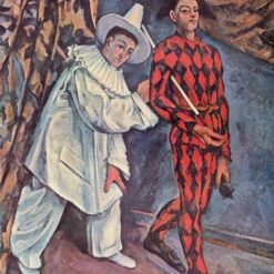 Pierrot and Harlequin (Mardi Gras)" – 1888 Post-Impressionist Painting by Paul Cézanne