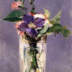 Pinks and Clematis in a Crystal Vase – Inspired by Edouard Manet (1882)