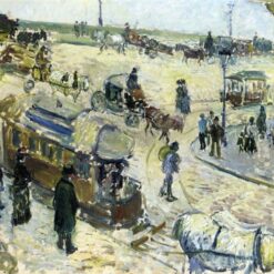 Place de la République, Rouen with Tram" – Camille Pissarro | 1883 Oil Painting