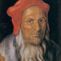 Northern Renaissance Portrait of a Bearded Man in a Red Hat by Albrecht Dürer - 1520 Oil Painting on Canvas