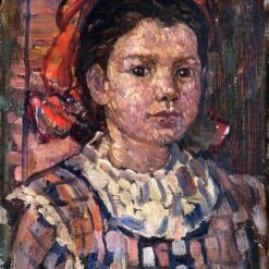 Portrait of a Young Girl by Maurice Prendergast – Elegant Post-Impressionist Oil on Canvas