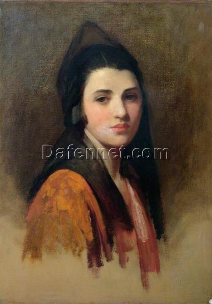 Hand-Painted Luke Fildes ‘Portrait of a Young Woman’ Oil Painting – Classic Academic Portrait Art on Canvas from Dafen Village Studio