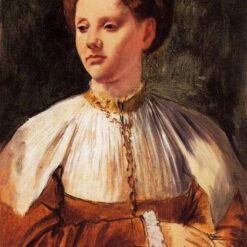 Impressionist ‘Portrait of a Young Woman (after Bacchiacca)’ by Edgar Degas – 1858 Oil on Canvas