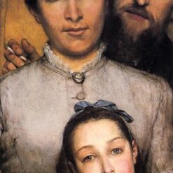 Portrait of Aime Jules Dalou, His Wife and Daughter – Romantic Oil Painting by Sir Lawrence Alma-Tadema (1876)