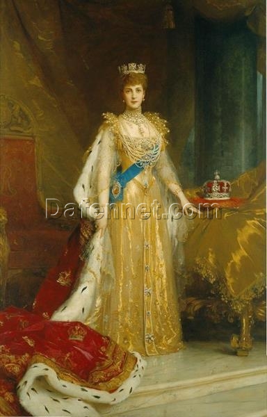Hand-Painted Luke Fildes ‘Portrait of Alexandra of Denmark’ Oil Painting – Royal Portrait Art on Canvas from Dafen Village Studio