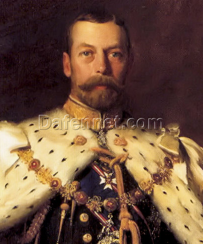 Hand-Painted Luke Fildes ‘Portrait of George V in Coronation Robes’ Oil Painting – Academic Portrait Art on Canvas from Dafen Village Studio