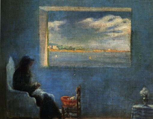 Post-Impressionist Portrait Inspired by Salvador Dalí – Portrait of Grandmother Ana Sewing (1921)