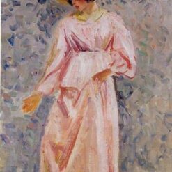 Portrait of Jeanne in a Pink Robe" (1897) – Oil Painting by Camille Pissarro
