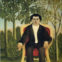 Hand-Painted Henri Rousseau Portrait of Joseph Brummer – 1909 Naïve Art Portrait | Oil on Canvas Reproduction of Sculptor Joseph Brummer