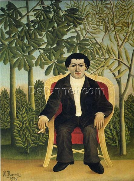 Hand-Painted Henri Rousseau Portrait of Joseph Brummer – 1909 Naïve Art Portrait | Oil on Canvas Reproduction of Sculptor Joseph Brummer