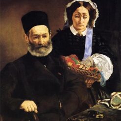 Portrait of Monsieur and Madame Auguste Manet – Inspired by Édouard Manet (1860) Realist Oil Painting Reproduction