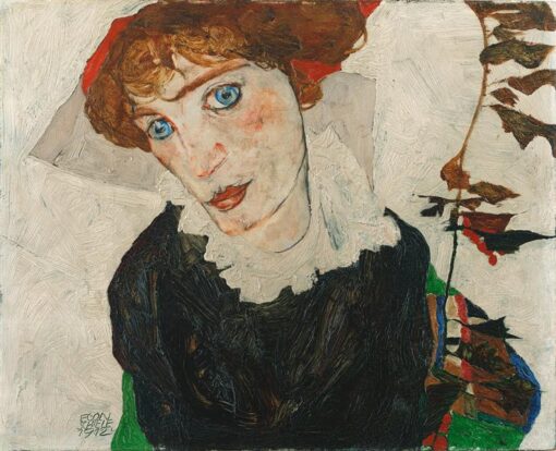 Retrato al óleo Art Nouveau ‘Valerie Neuzil’ - Obra maestra inspirada en Egon Schiele 1912