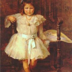 Realism Portrait Painting: Portrait of Young Girl by Georgios Jakobides – Oil Reproduction on Canvas