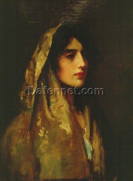 Hand-Painted Luke Fildes ‘Portrait’ Oil Painting – Classic Academicism Portrait Art on Canvas from Dafen Village Studio
