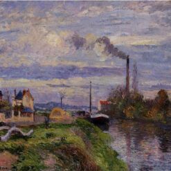 Impressionist "Quai du Pothuis, Pontoise" by Camille Pissarro – 1876 Oil Painting