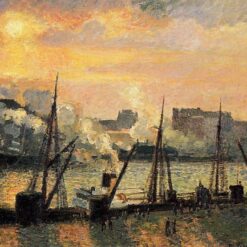 Quay in Rouen Sunset" by Camille Pissarro – Iconic 1896 Impressionist Cityscape