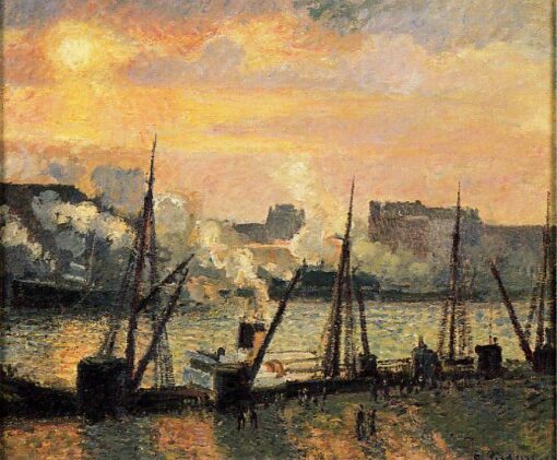 Quay in Rouen Sunset” by Camille Pissarro – Iconic 1896 Impressionist Cityscape